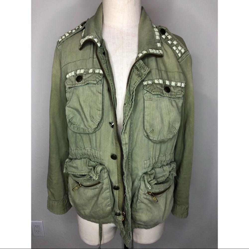 Army green zipper jacket with pockets